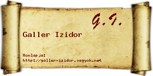 Galler Izidor névjegykártya